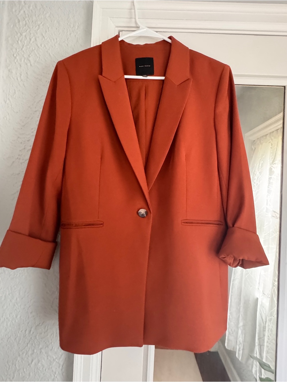 Alex Marie Rust Orange Single-Button Blazer